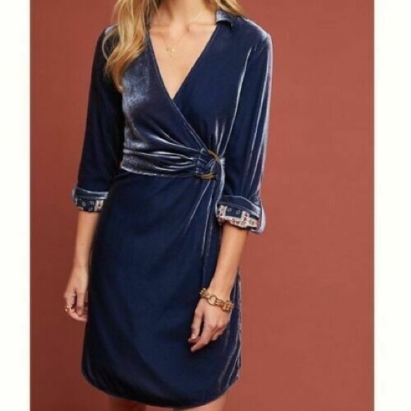$168 Anthropologie Maeve Velvet Shirtdress New - Picture 3 of 7